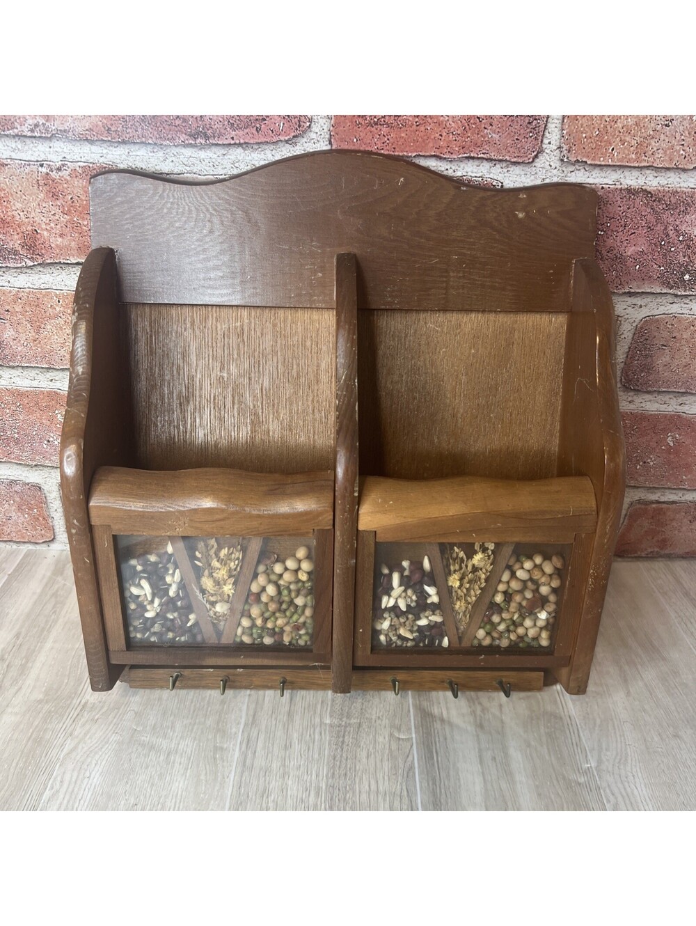 Vintage Gail Craft Wood Key Rack Letter Organizer 1970s Seeds Flowers Hanging